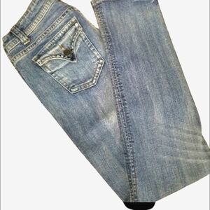 VGS the New York straight leg jeans rhinestone embellished pocket